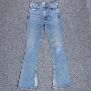 Citizens Of Humanity Georgia High Rise Stretch Bootcut Blue Jeans Spilt Hem 27